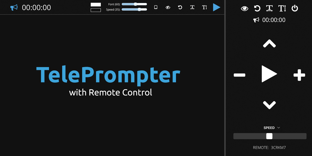 Screenshot of TelePrompter Home Page