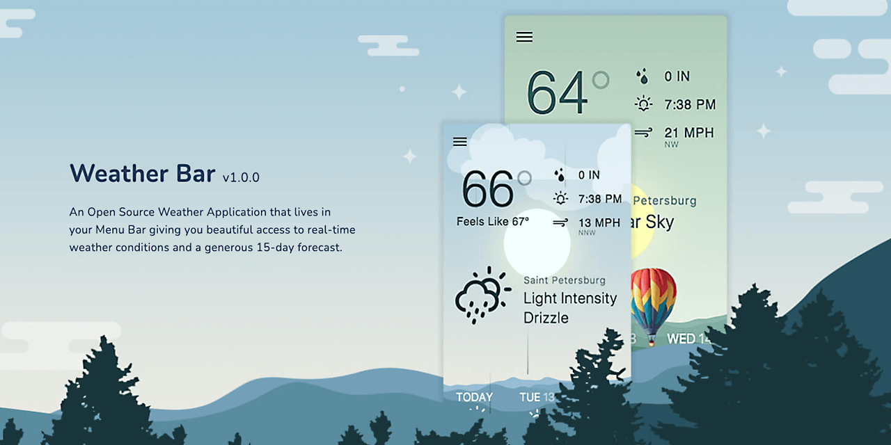 Screenshot of Weather Bar Home Page